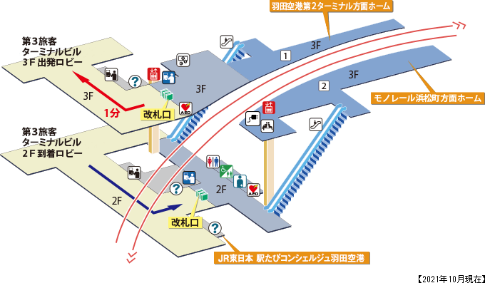 羽田空港第3ターミナル駅 構内図 案内図（2020年9月現在）