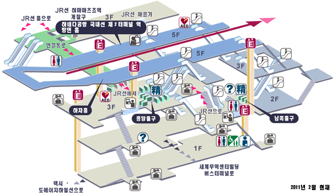 모노레일 하마마츠쵸역 구내도(2011년 2월 현재)