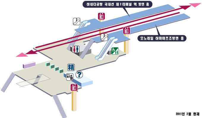 오오이케이바조마에역 구내도(2011년 2월 현재)
