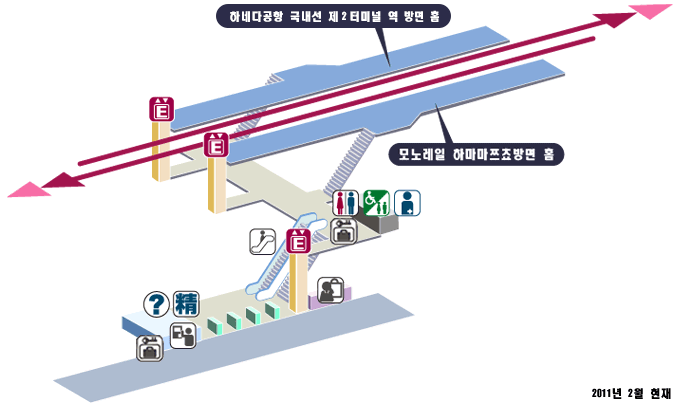류쯔센타역 구내도(2011년 2월 현재)
