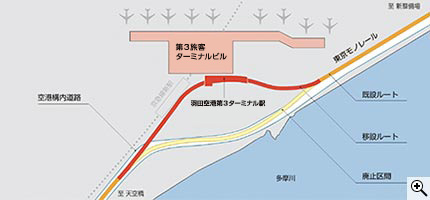 移设路线、废止区间(2010年4月11日完成移设）